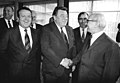 Tysk-tysk møte under handelsmessen i Leipzig i 1987. Fra venstre: Alexander Schalck-Golodkowski, Gerold Tandler, Günter Mittag, Franz Josef Strauß, Theo Waigel og Erich Honecker