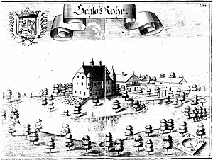 Rohr Castle (Rottal) after a copper engraving by Michael Wening from 1721