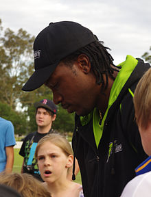 Gayle with the Sydney Thunder in 2011 CHRIS GAYLE (6630257535).jpg