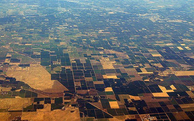 Farmland of the Central Valley as seen from the air