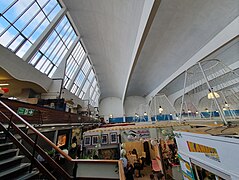 Interior of the market showing ceiling vaults and rooflights