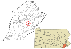 Chester County Pennsylvania incorporated and unincorporated areas Marshallton highlighted.svg