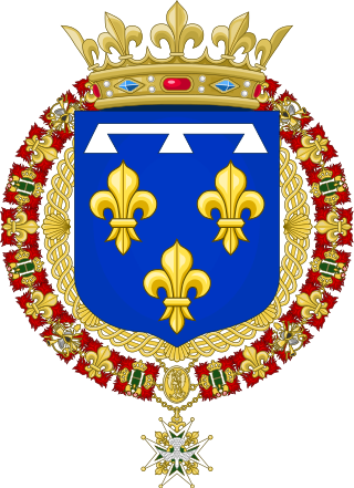 Description de l'image Coat of arms of the Duke of Orléans with the coronet of a "Son of France" (Order of the Holy Spirit).svg.
