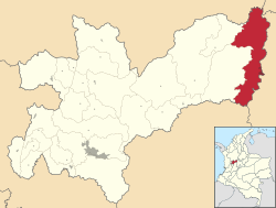 Location of the municipality and town of La Dorada, Caldas in the Caldas Department of Colombia.