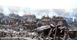 Yksityiskohta Franz Roubaud'n panoraamakuvasta Sevastopolin puolustus (1904)
