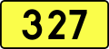 English: Sign of DW 327 with oficial font Drogowskaz and adequate dimensions.