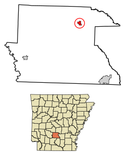 Location of Carthage in Dallas County, Arkansas.