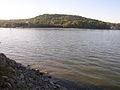a downstream view across Danube from Slovakia to Hungary at southernmost part of Slovakia
