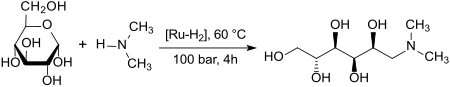 Synthesis of dimethylglucamine from glucose