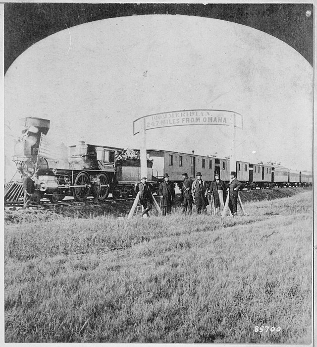 Union Pacific Railroad directors at the 100th meridian, west of Omaha in 1866