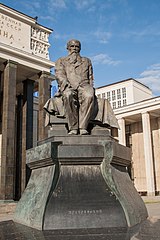 Statue of Dostoevsky in front of the library