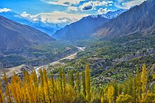 Hunza Valley in the Gilgit-Baltistan region is part of Pakistani-controlled Kashmir. Duiker top - Hunza Valley.jpg
