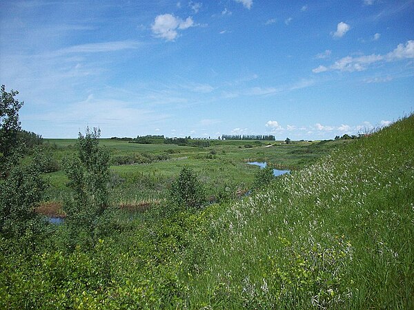 Echo Creek, rising immediately north of the town of Qu'Appelle and flowing into the Qu'Appelle Valley at Fort Qu'Appelle