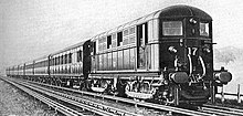 An electric locomotive and train on the Metropolitan Railway in the 1920s Electric locomotive and train, Metropolitan Railway (CJ Allen, Steel Highway, 1928).jpg