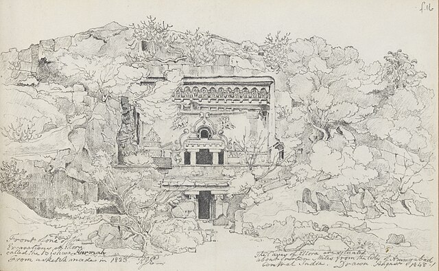 Excavations at Ellora Caves, Aurangabad District of Maharashtra, India, 1823