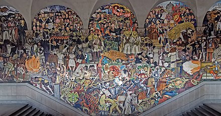 The History of Mexico mural in the main stairwell of the National Palace, by Diego Rivera (1929-1935)