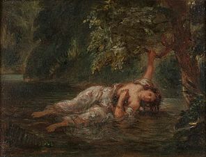 Śmierć Ofelii, 1853, olej na płótnie, 22×30 cm, Luwr, Paryż