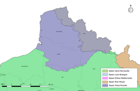 L’Aisne est presque entièrement dans un seul bassin hydrographique : Nord-Picardie.