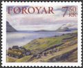 Jógvan Waagstein: Úti á Heyggi á Velbastað, 1917, 42x54 cm. Stamp FO 533 of 2005.