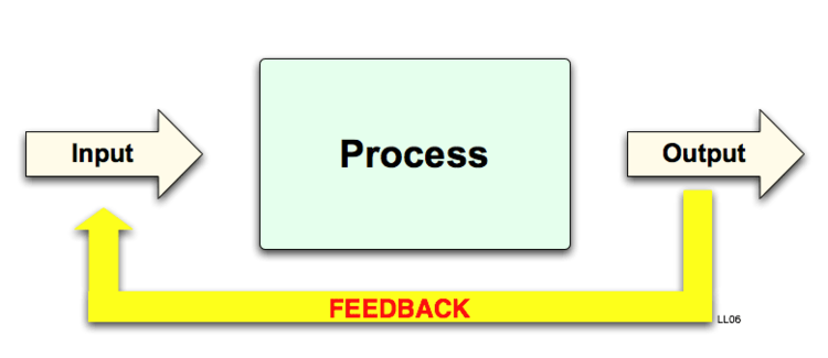 Output model. Input process output feedback. User feedback allowed.