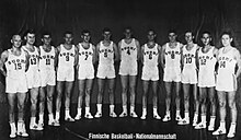 Finnish national basketball team in 1964 Tokyo Olympics. Finnish basketball team of Tokyo Olympics 1964.jpg