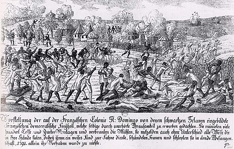 Fire in Saint-Domingo 1791, German copper engraving.jpg