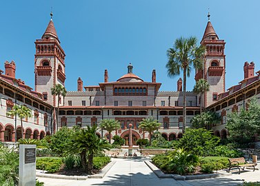 Flagler College, Ponce de Leon Hotel, St. Augustine FL, South courtyard view 20160707 1.jpg