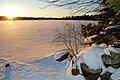 The sun rises above a frozen Lake Echo in 2007