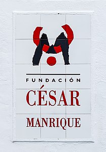 Sign at the entrance of the Fundación César Manrique Lanzarote