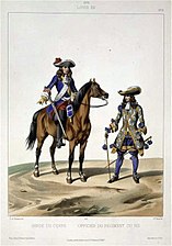 Garde du corps dan seorang pejabat resimen du Roi, Louis XIV, 1676