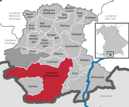 Läget för Garmisch-Partenkirchen i Landkreis Garmisch-Partenkirchen
