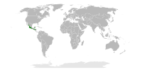 Área de distribución da especie en verde (México e Centroamérica)