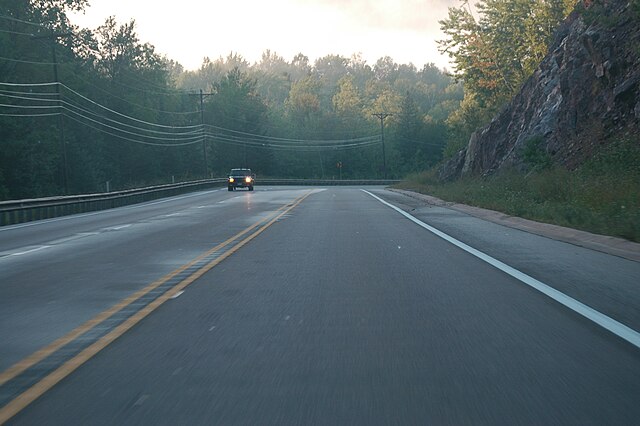 M-553 approaching Glass' Curve south of Marquette
