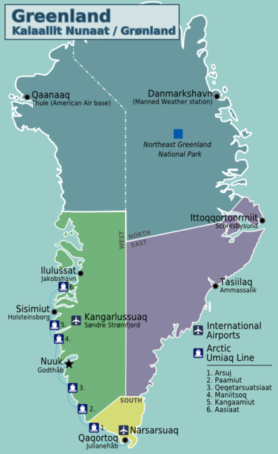 グリーンランドの地図