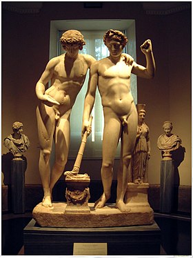 Sculpture showing Castor and Pollux, the legend behind the third astrological sign in the Zodiac and the constellation of Gemini Grupo de San Ildefonso (Museo del Prado) 03.jpg