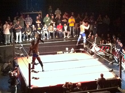 Haas and Shelton Benjamin as the ROH World Tag Team Champions in April 2011.