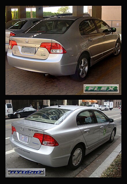Top: Brazilian flexible-fuel Honda Civic. Below: U.S. Honda Civic Hybrid