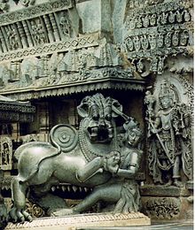 The Hoysala royal emblem at the Chennakesava Temple in Belur Hoysala emblem at Chennakeshava temple in Belur.jpg
