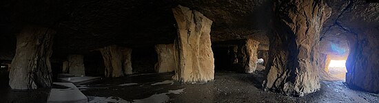 Interior of the mine showing pillars Inside the Widow Jane Mine - winter 2023.jpg