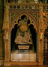 Newton's tomb monument in Westminster Abbey by Rysbrack Isaac Newton grave in Westminster Abbey.jpg