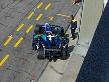 Jacques Villeneuve in the pits at the 2005 San Marino Grand Prix. Jacques Villeneuve 2005 San Marino.jpg