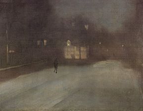 Neige à Chelsea, 1876, huile sur toile, 47,2 × 62,5 cm, Cambridge (Massachusetts), Fogg Art Museum