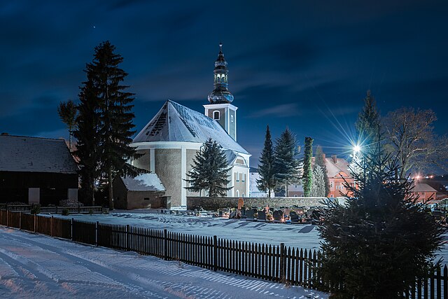 Зимски пејзаж, село Трзебиесзовице, Пољска