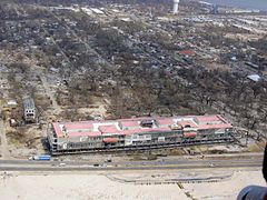Casino barges floated ashore in Biloxi during Hurricane Katrina's storm surge.