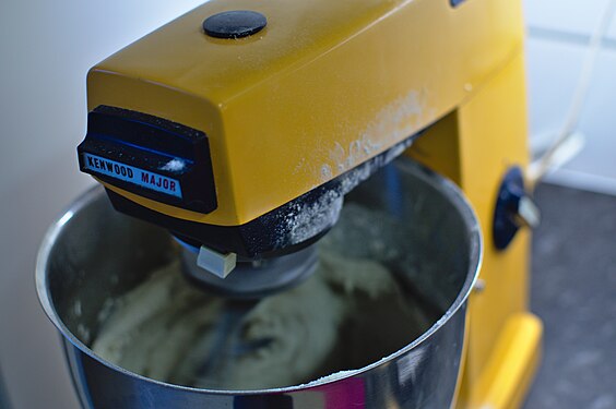 Kneading in a machine.