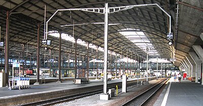 Start of the line; the Brünig line terminal platforms in Lucerne station.