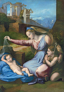 <i>Madonna with the Blue Diadem</i> painting by Gianfrancesco Penni or Raphael