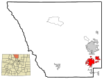 Larimer County Colorado Incorporated and Unincorporated areas Loveland Highlighted.svg