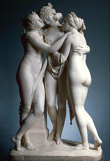 The Three Graces, Sculpture Gallery at the V&A Museum, by Antonio Canova.  London, early 19th century