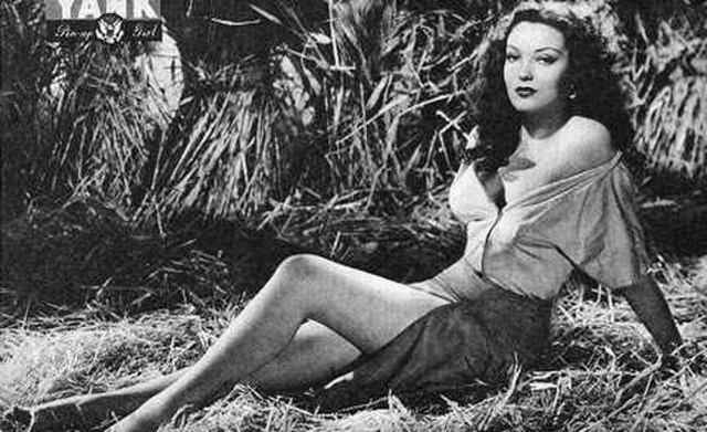Linda Darnell in a May 1944 pin-up photo for Yank, the Army Weekly